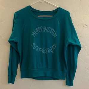 Authentic Huntington Beach, California Surf & Sport Green White Scoopneck Small